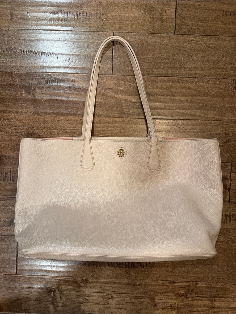 Tory Burch Blush Leather Tote with Gold Logo